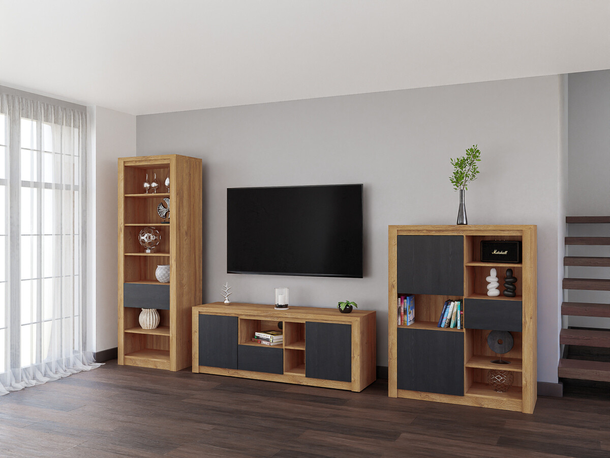 Könyvespolc Boston 636 (Fekete tölgy + Tölgy)