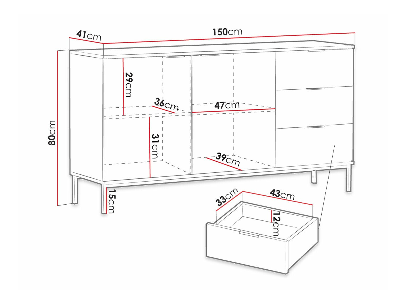 Komód Providence R100 (Fekete tölgy + Aranysárga)