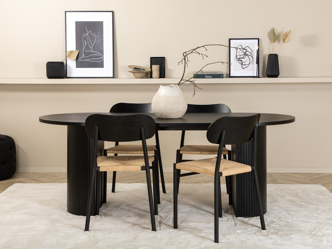 Étkezőgarnitúra Dallas 3314 (Fekete + Világosbarna)