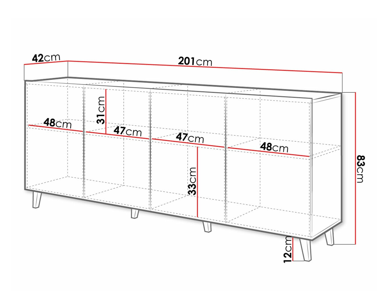 Szekrény Charlotte 180 (Fehér + Fekete)