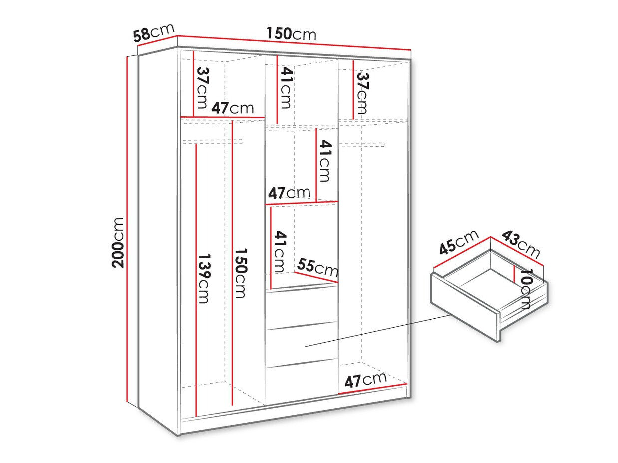 Gardróbszekrény Enolevo 113 (Fehér)