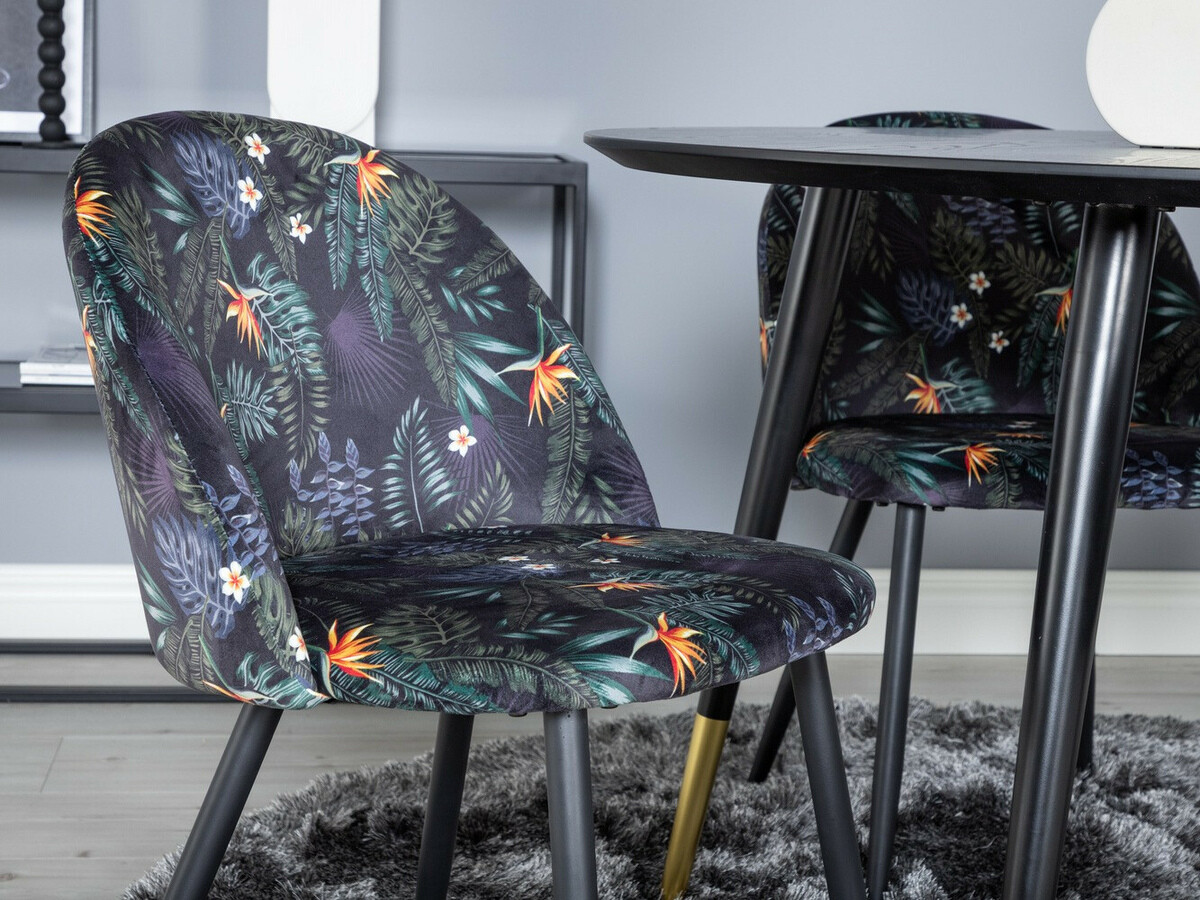 Étkezőgarnitúra Dallas 1191 (Virágos minta + Fekete)