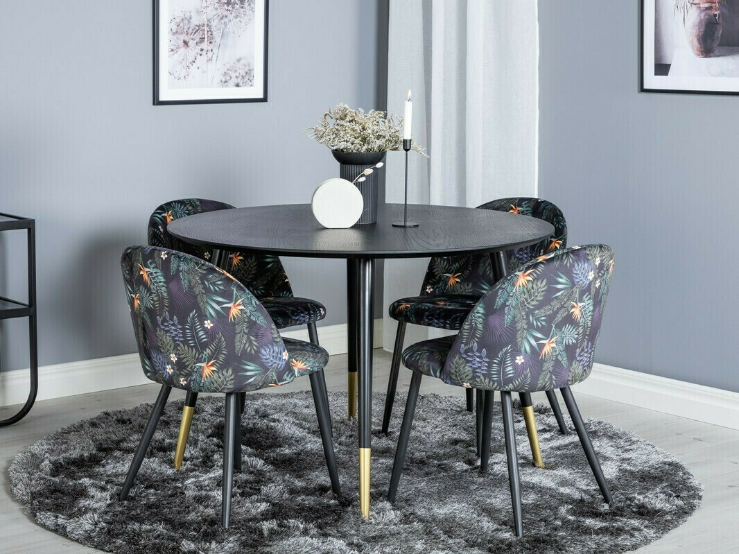 Étkezőgarnitúra Dallas 1191 (Virágos minta + Fekete)