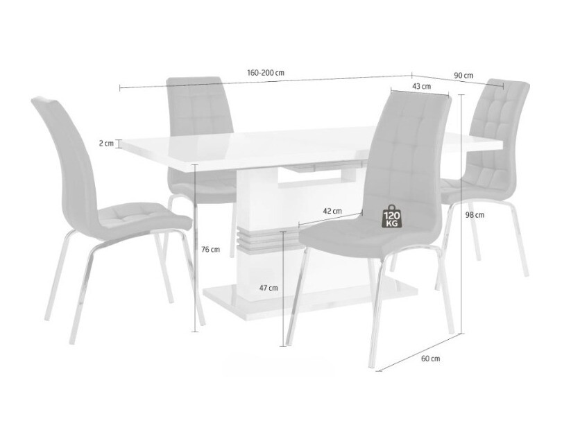 Étkezőgarnitúra Denton 1111 (Fehér)