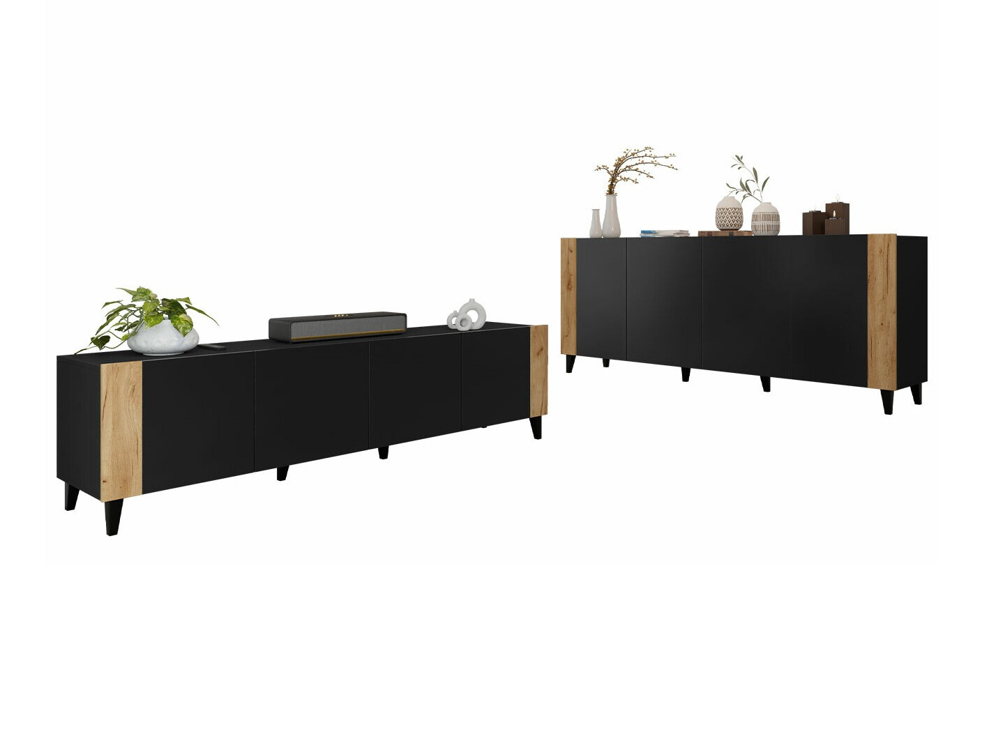 Nappali szett Charlotte 185 (Fekete + Craft tölgy)