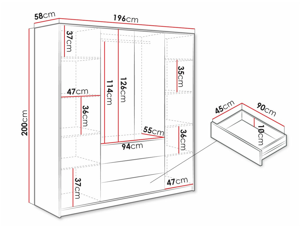 Gardróbszekrény Musum I (Fekete + Aranysárga)