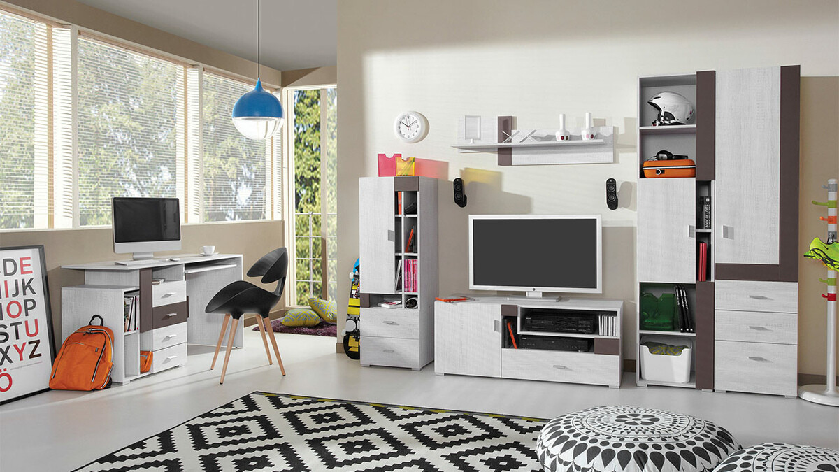 Könyvespolc Omaha D126 (Fehérített fenyő + Barna)