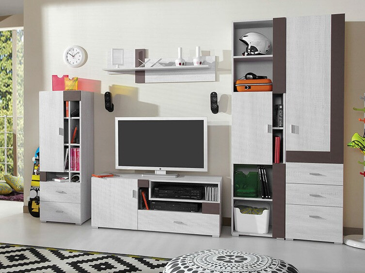 Könyvespolc Omaha D131 (Fehérített fenyő + Barna)