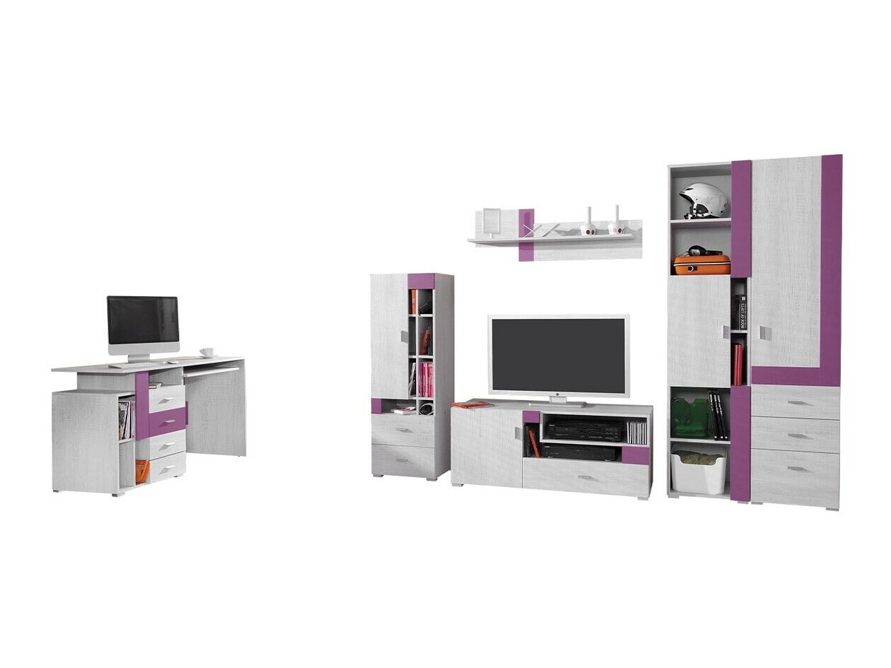 Gyerekszoba garnitúra Omaha D145 (Lila + Fehérített fenyő)