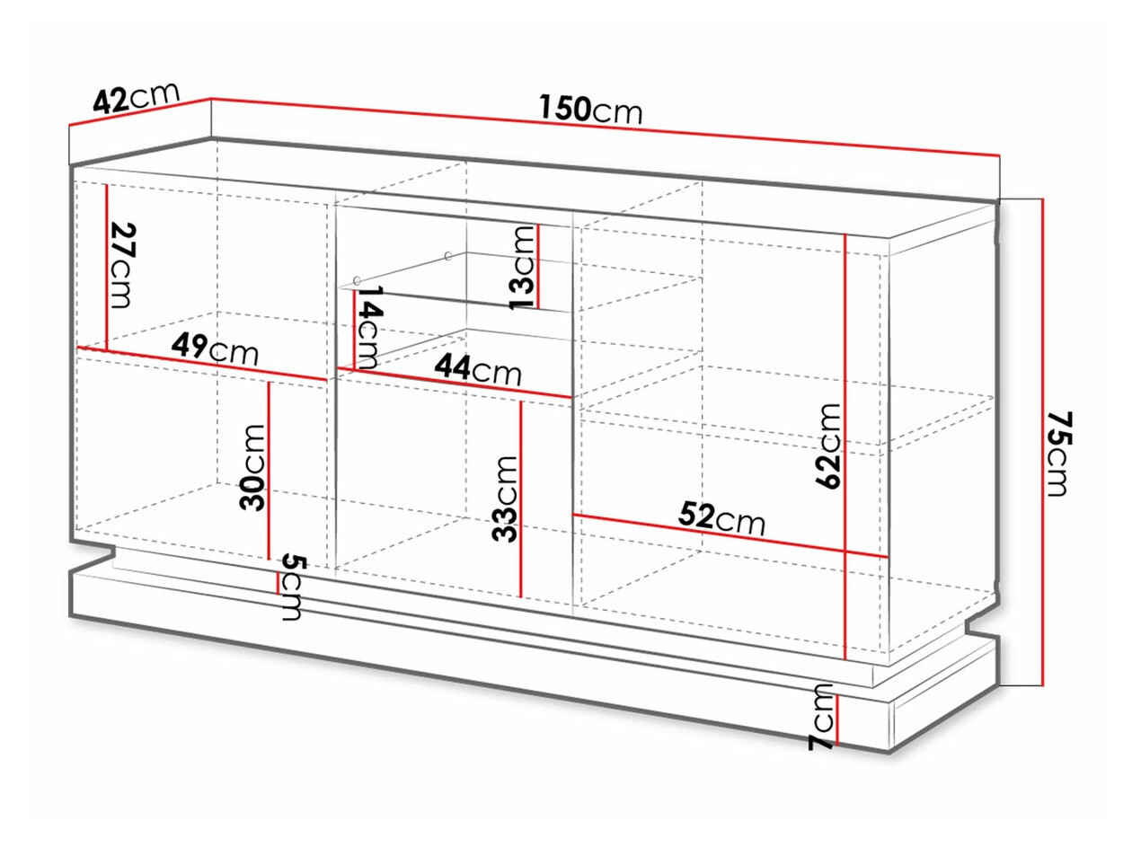 Szekrény Linar (Fekete + Fényes fekete)