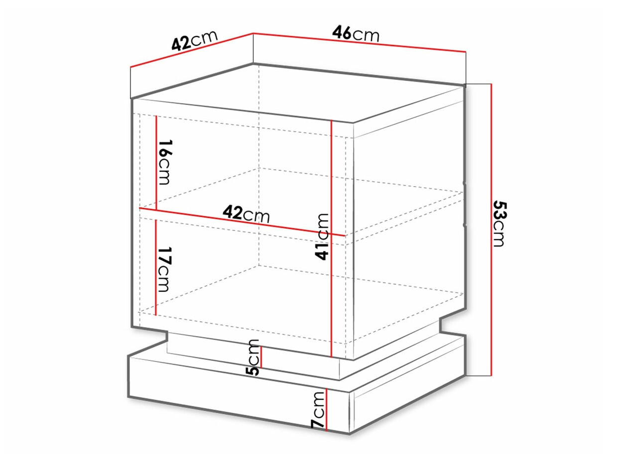 Éjjeliszekrény szett Linar (Fehér + Fényes fehér)