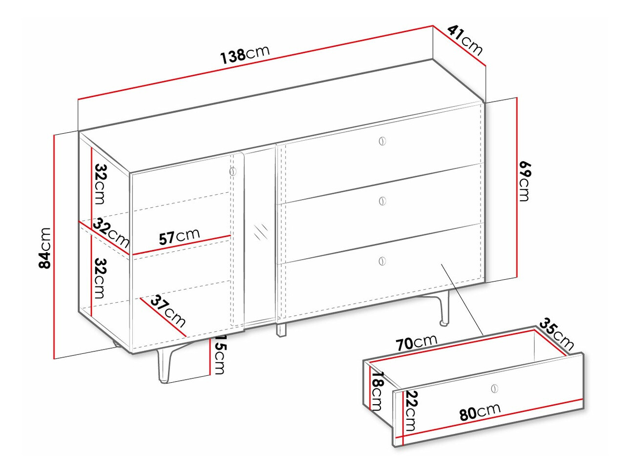 Komód Fresno AF103 (Kék)