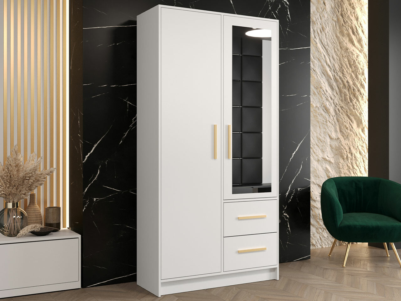 Gardróbszekrény Hartford 372 (Fehér + Aranysárga)