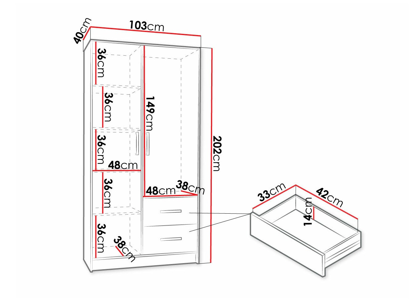 Gardróbszekrény Hartford 372 (Fehér + Aranysárga)