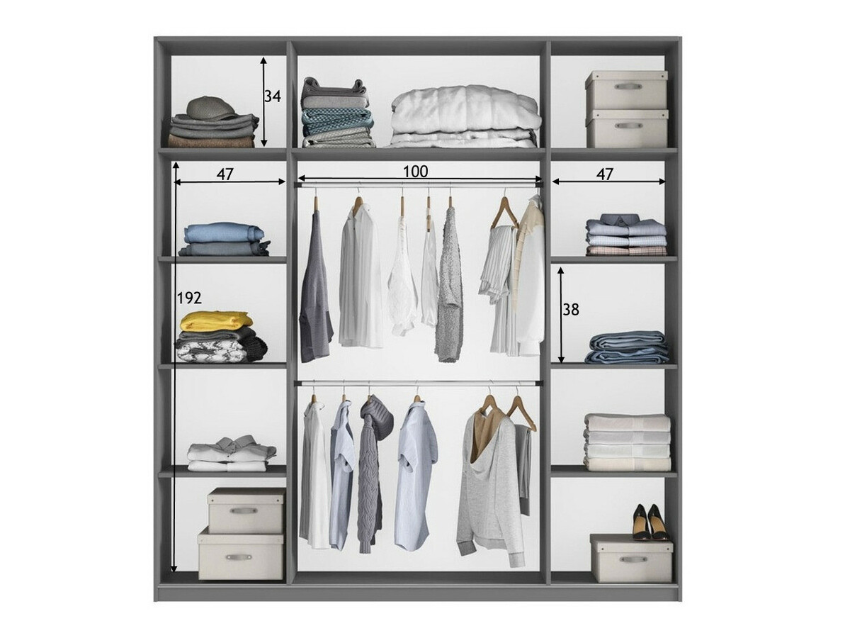 Gardróbszekrény Honolulu 130 (Grafit)