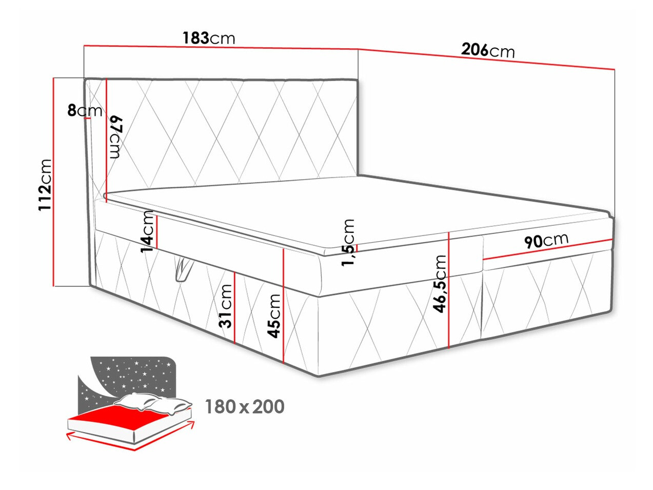 Kontinentális ágy Comfivo 225 (Magic Velvet 2299)