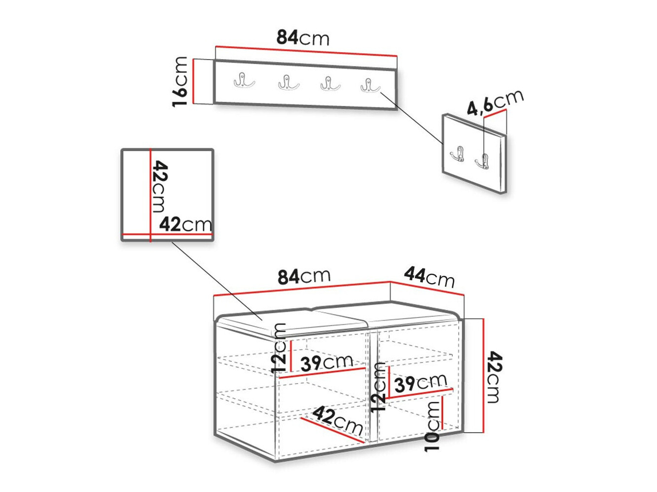 Előszoba garnitúra Hartford 376 (Fehér)