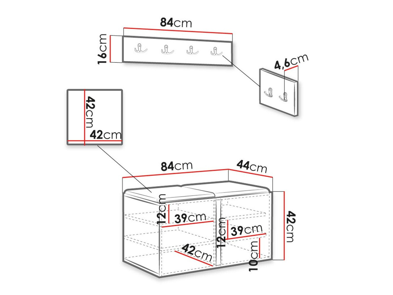 Előszoba garnitúra Hartford 376 (Fekete)