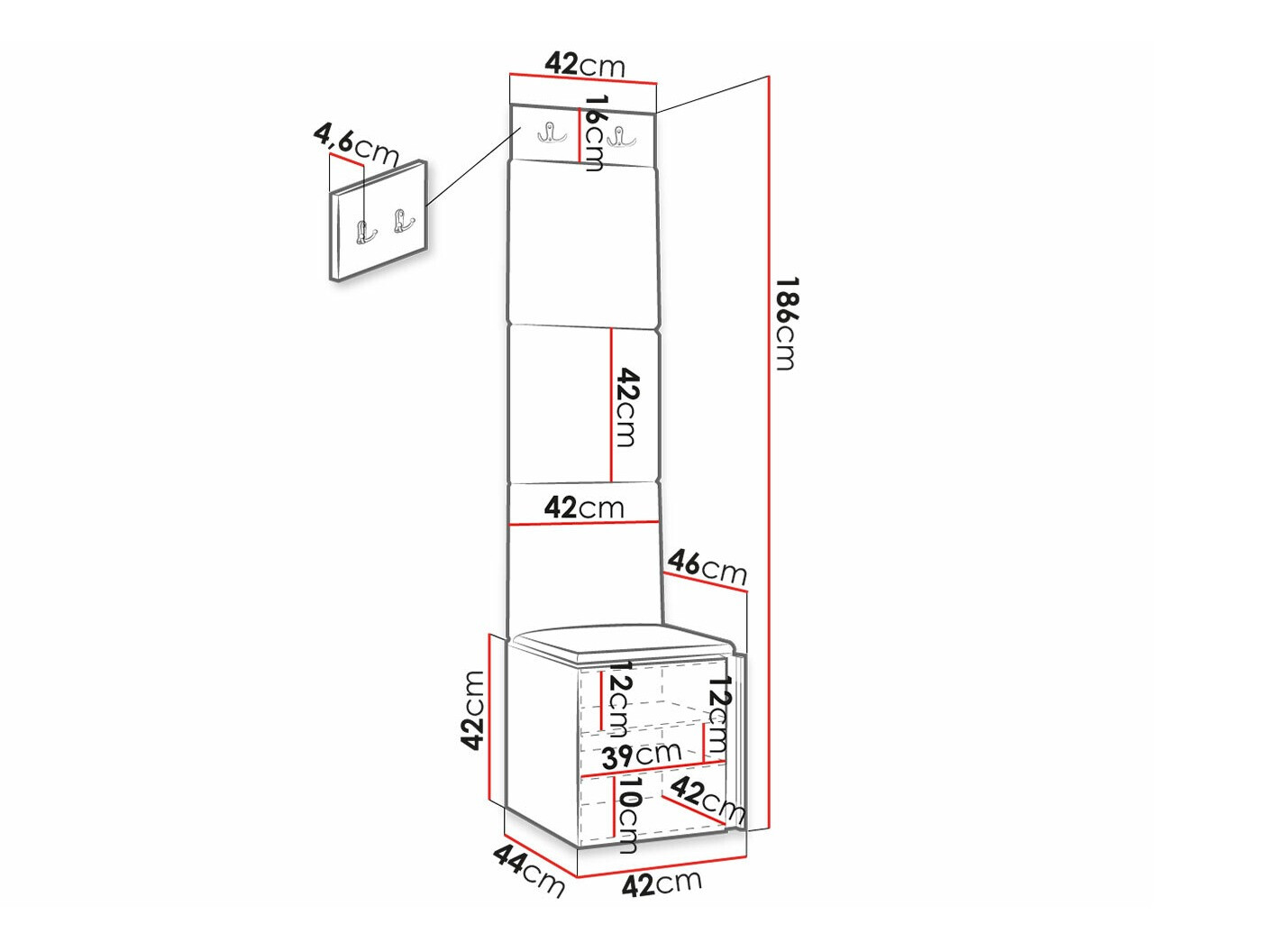 Előszoba garnitúra Hartford 378 (Fehér)