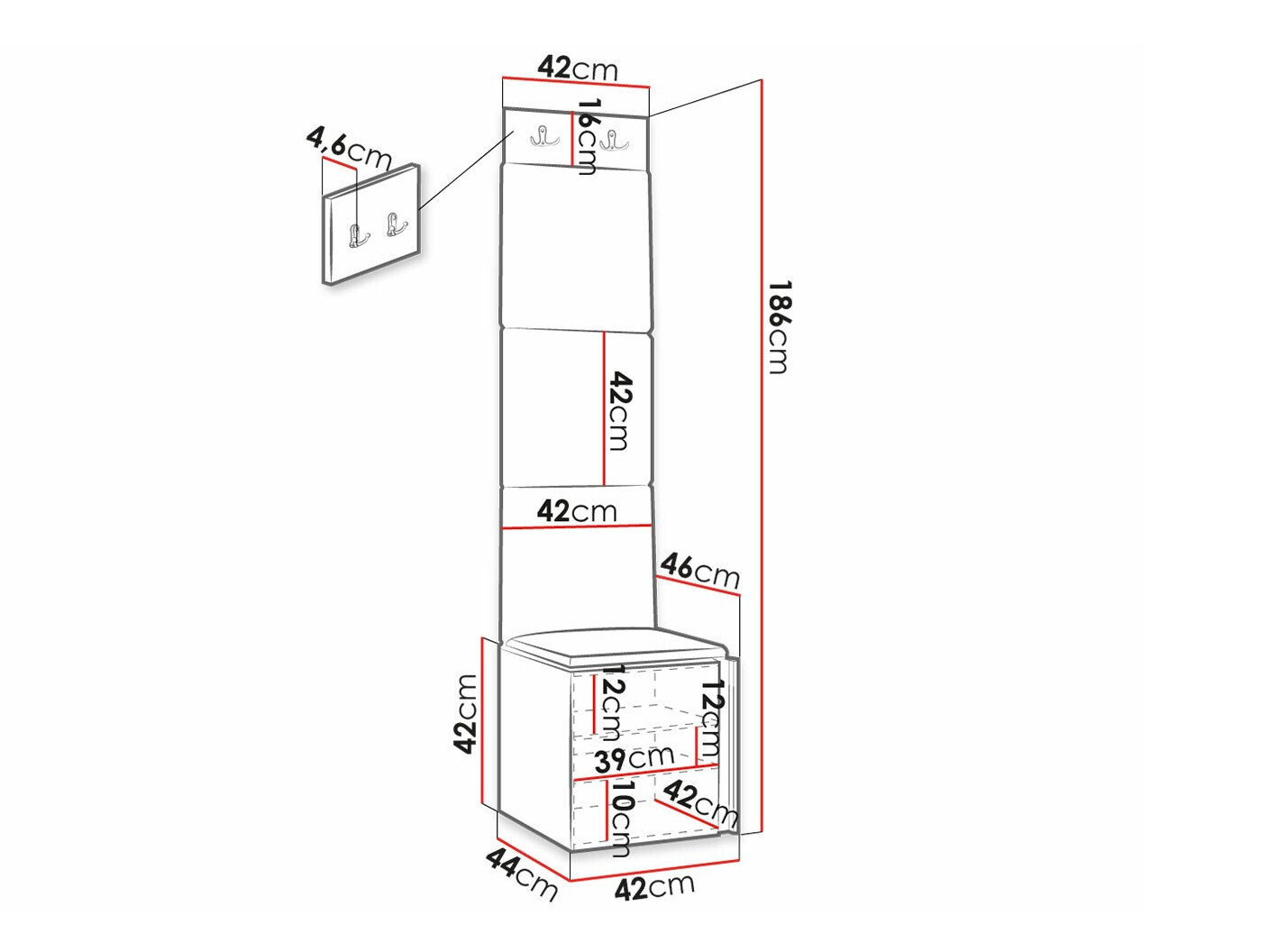 Előszoba garnitúra Hartford 378 (Fekete)