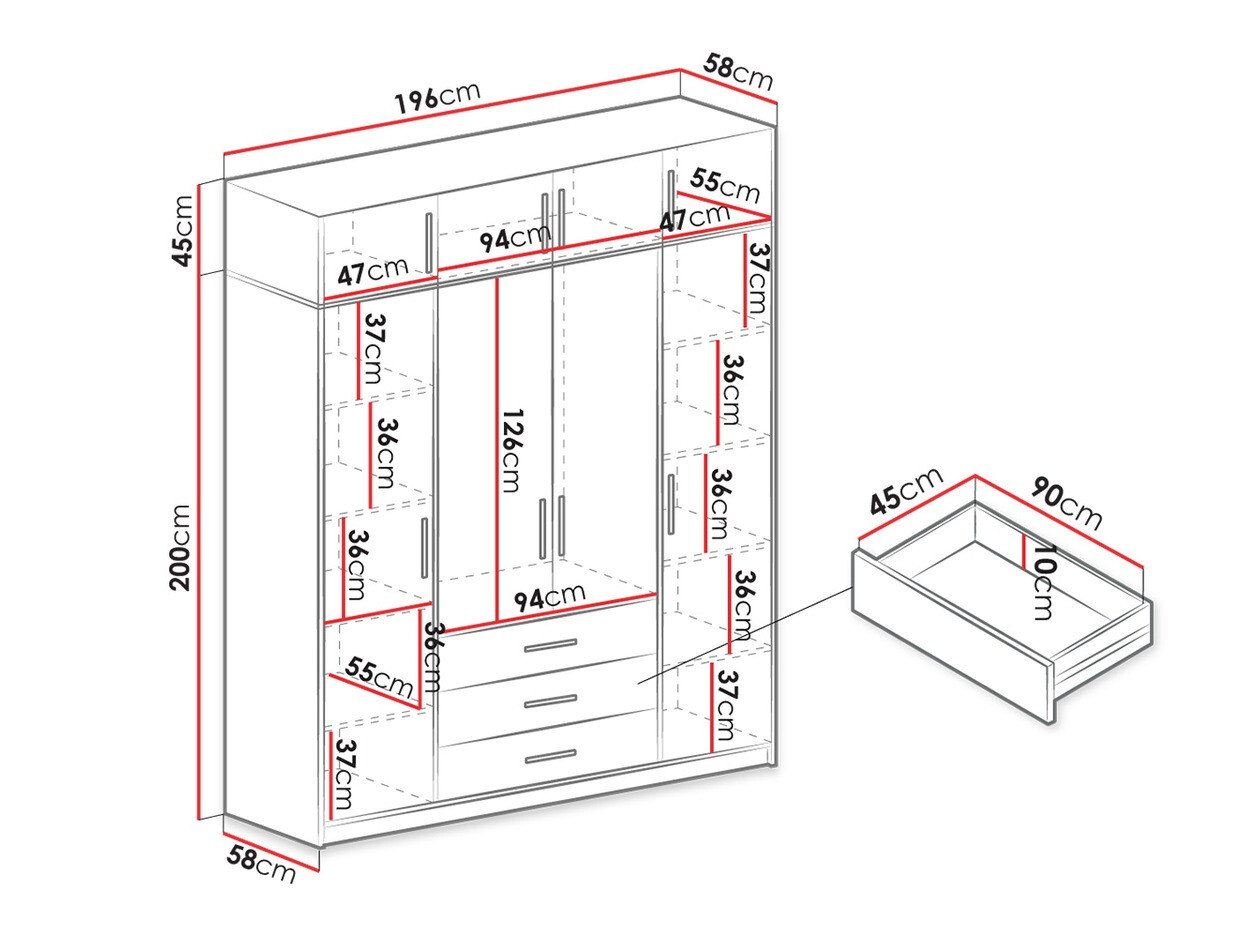 Gardróbszekrény Dortivu I (Grafit)