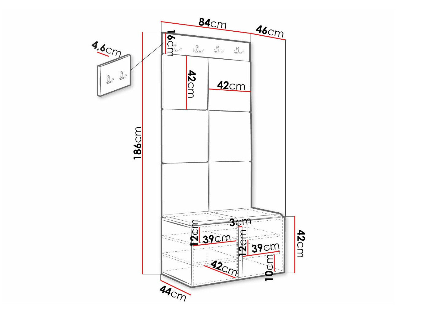 Előszoba garnitúra Hartford 383 (Fehér)