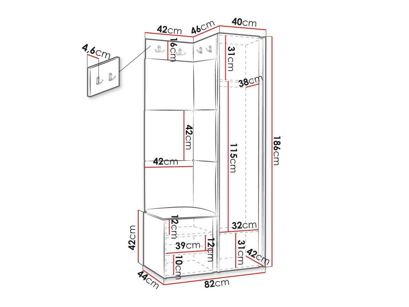 Előszoba garnitúra Hartford 390 (Öko bőr Soft 017)