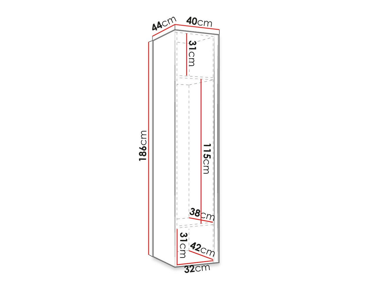 Gardróbszekrény Hartford 392 (Fekete)