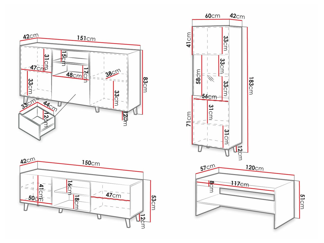 Nappali szett Dicto (Fehér)