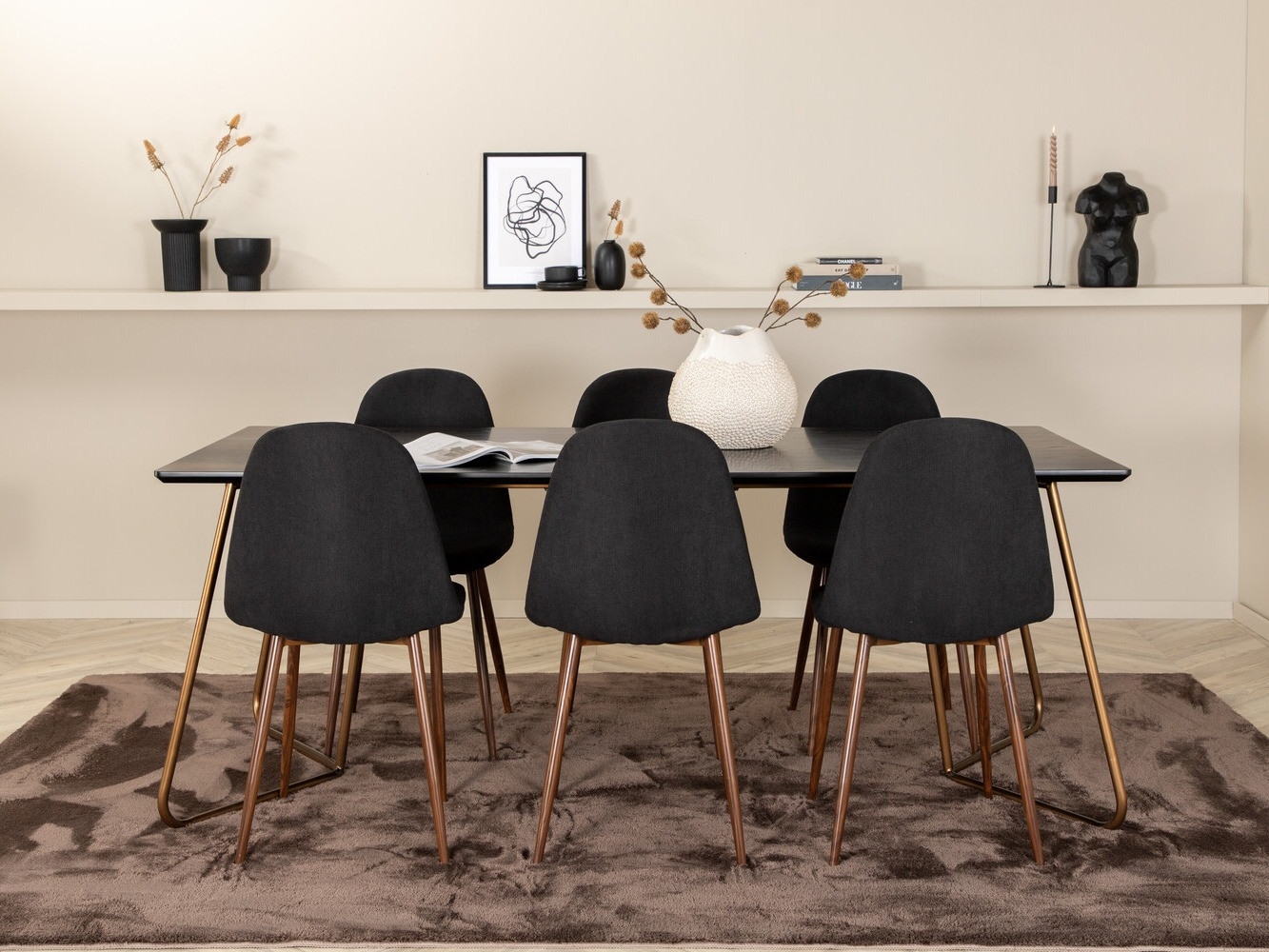 Étkezőgarnitúra Dallas 2713 (Fekete + Dió)