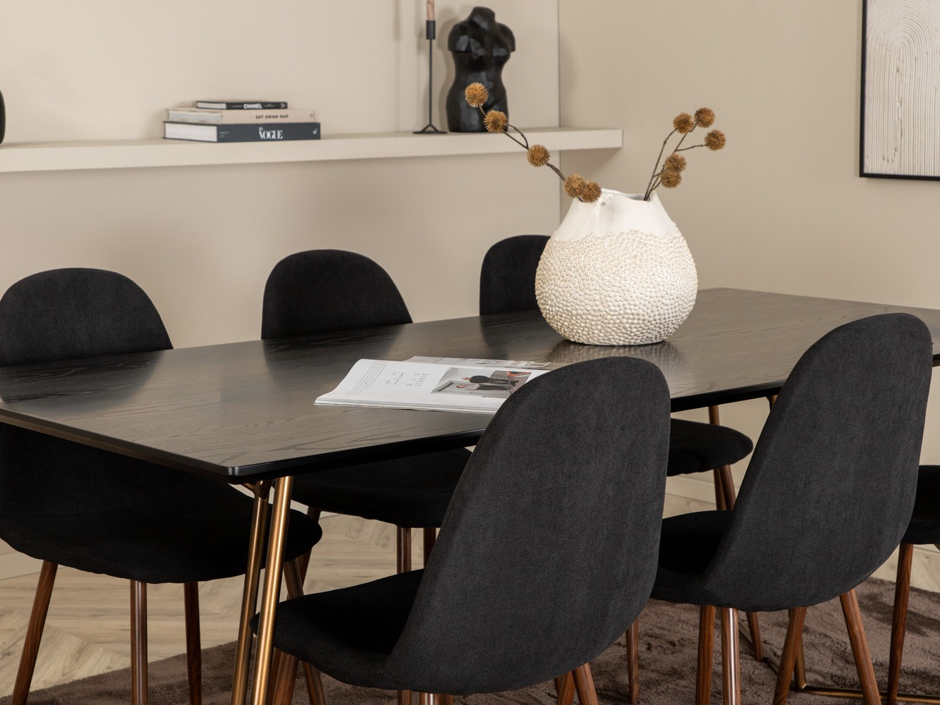 Étkezőgarnitúra Dallas 2713 (Fekete + Dió)