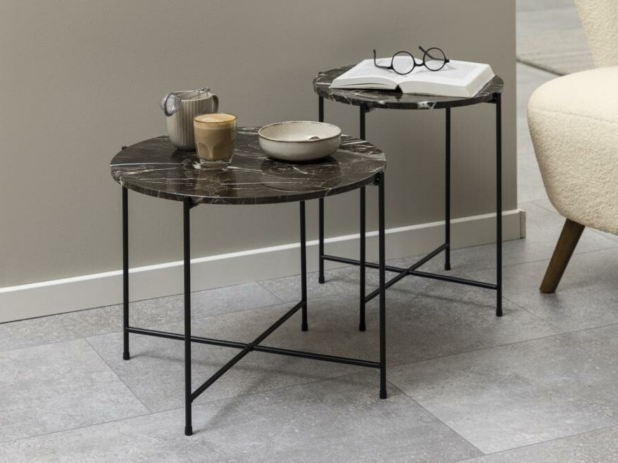 Kisasztal Norsica 609 (Barna márvány + Fekete)