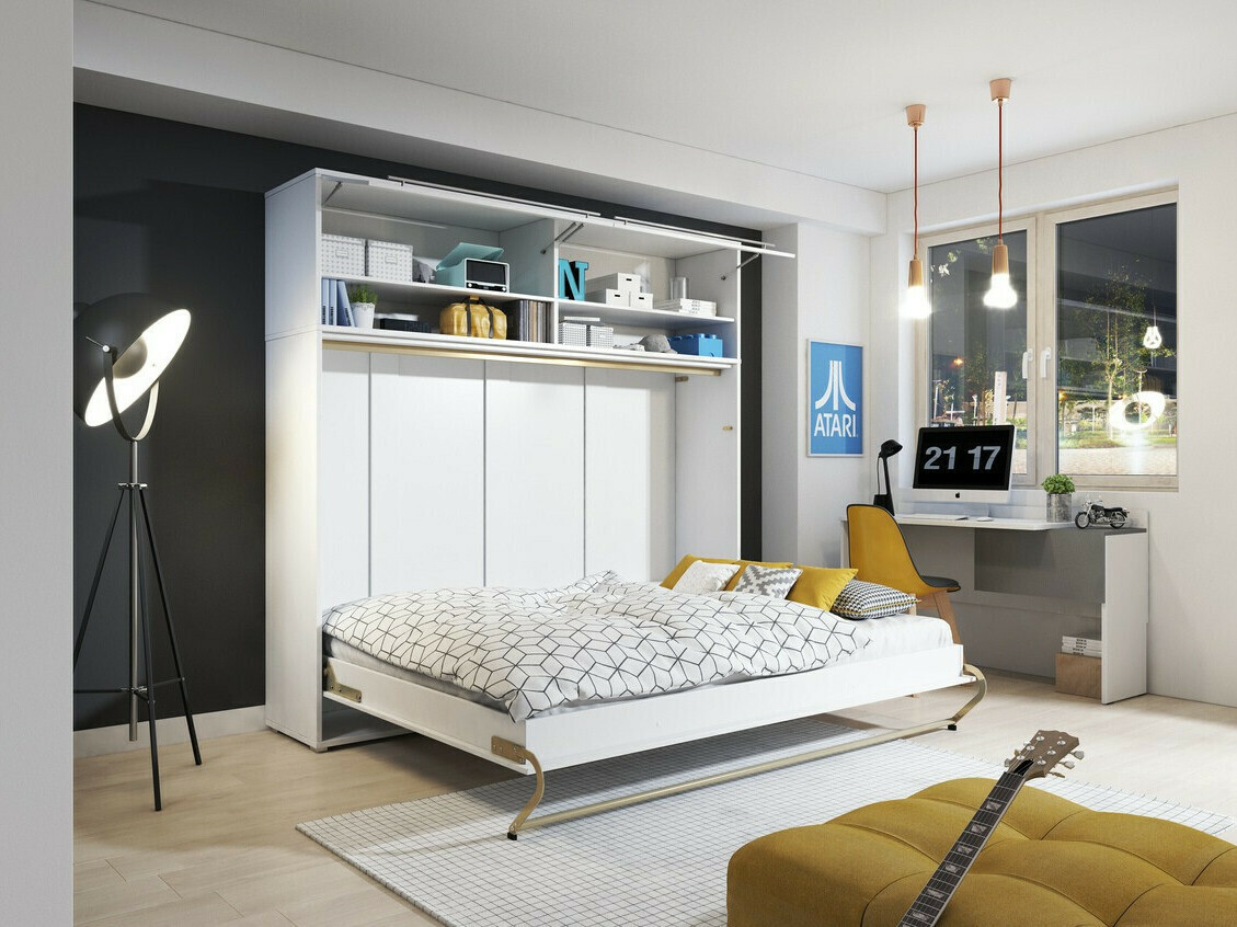 Szekrényágy Concept Pro Lenart Levfere 109 (Fehér + Fényes fehér)