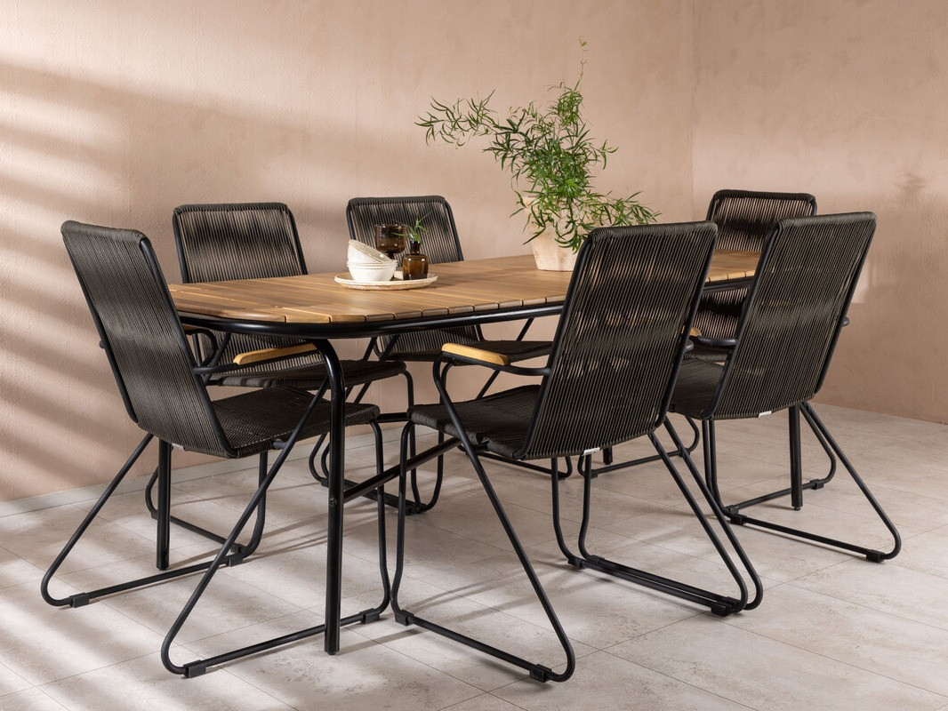 Asztal és szék garnitúra Dallas 3524 (Sötétszürke + Fekete)