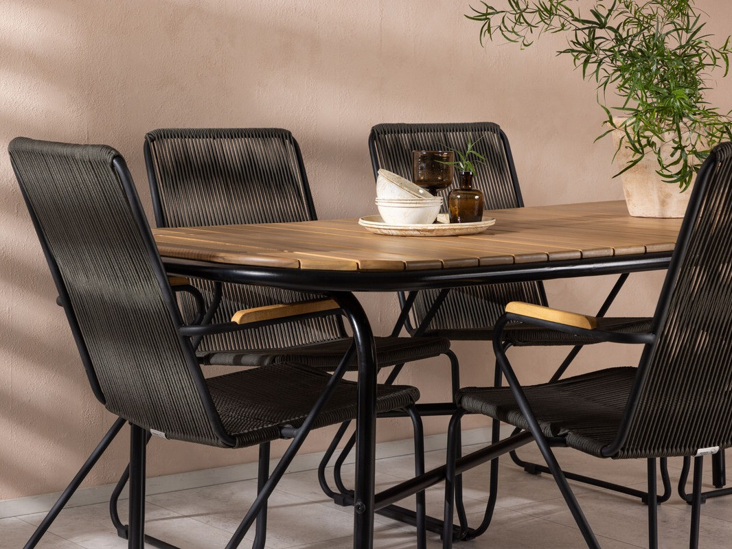 Asztal és szék garnitúra Dallas 3524 (Sötétszürke + Fekete)