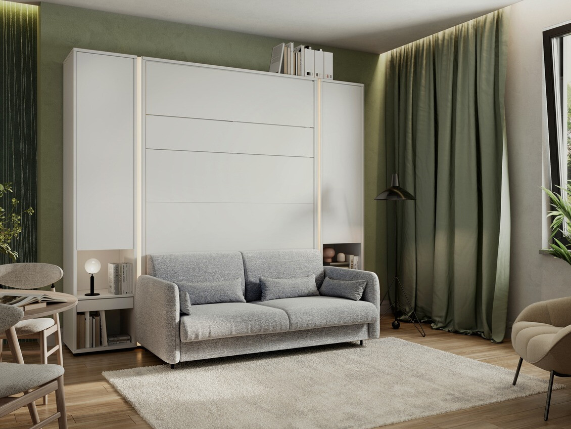 Szekrényágy Concept Pro Lenart Levfere 138 (Fehér + Szürke)