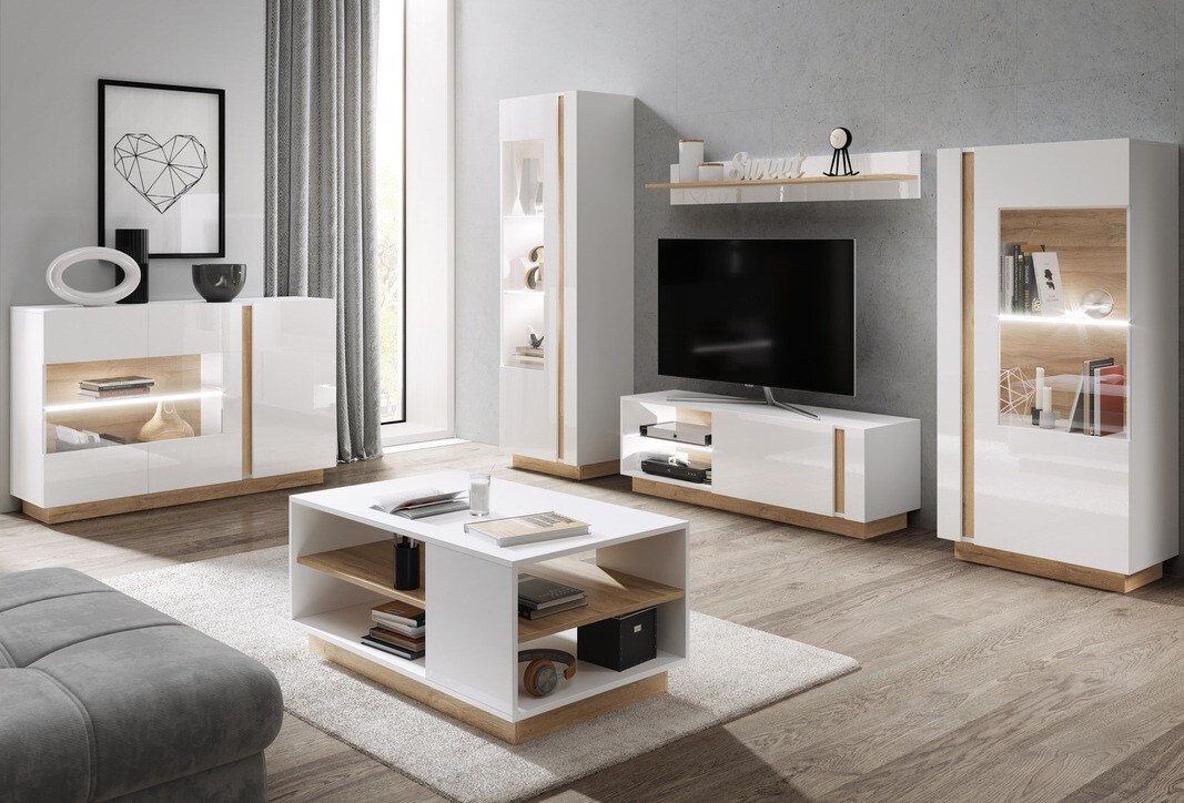 Szekrény Novbela 105 (Fehér + Fényes fehér + Grandson tölgy)