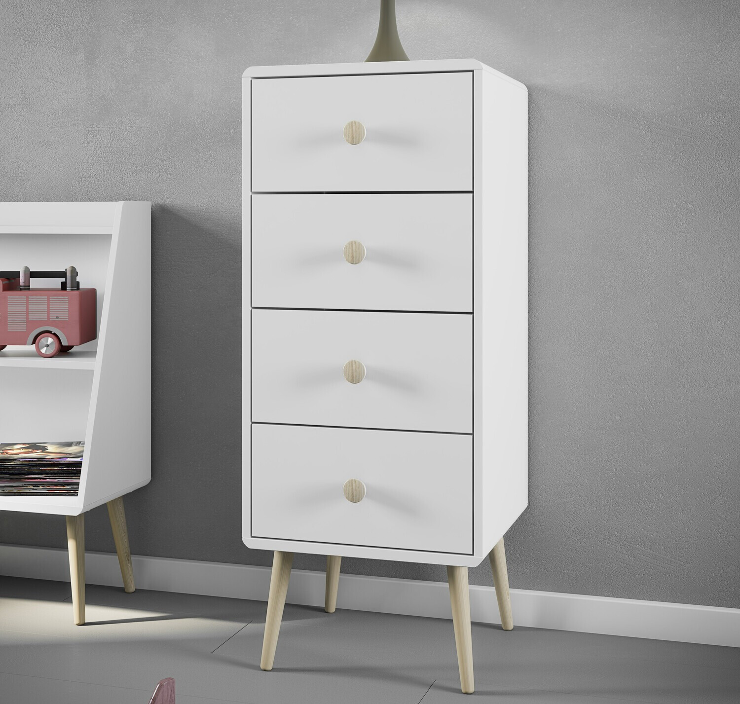 Komód Tustin B101 (Fényes fa + Gyöngyfehér)