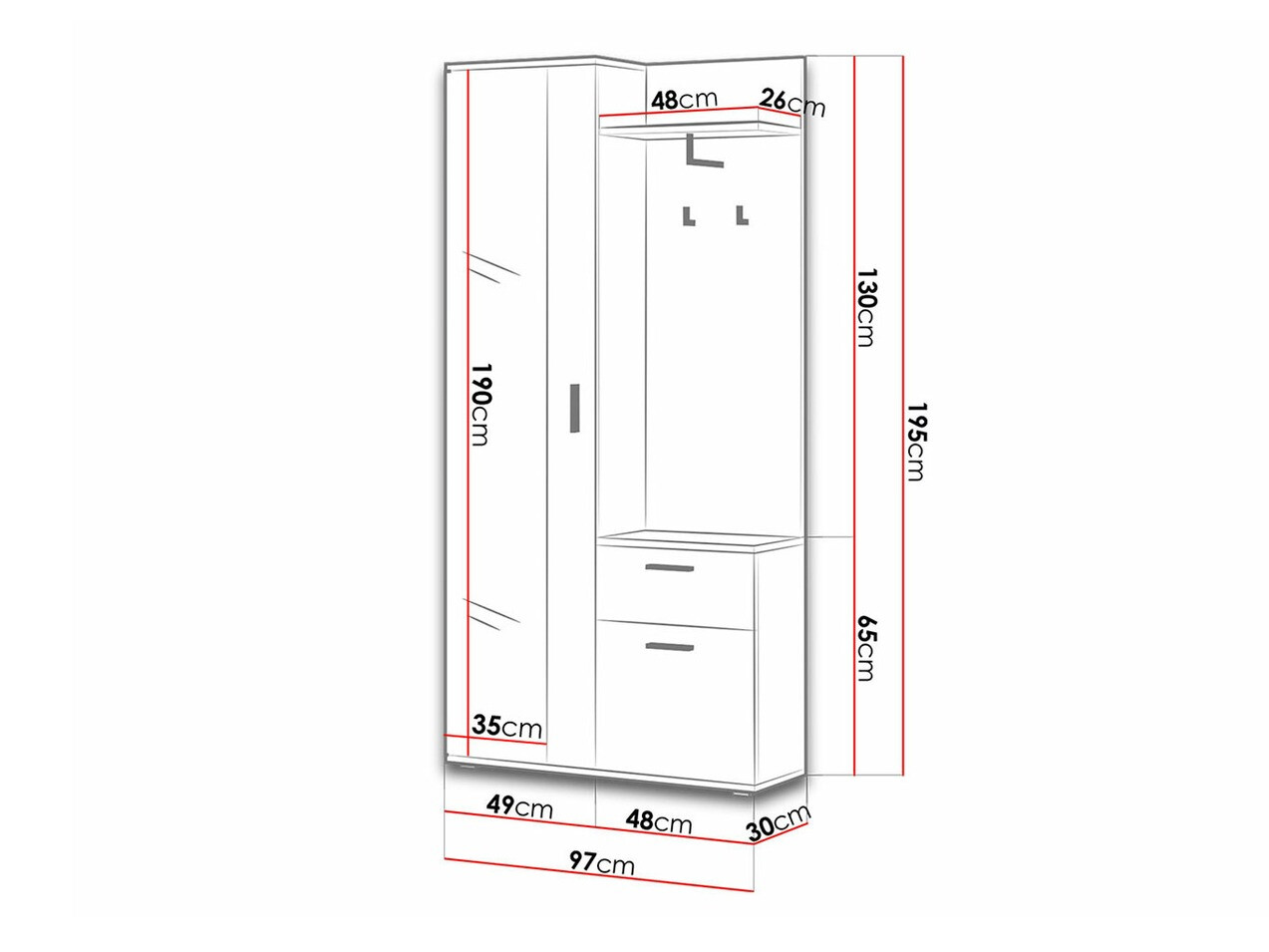 Előszoba garnitúra Stanton 103 (Fehér)