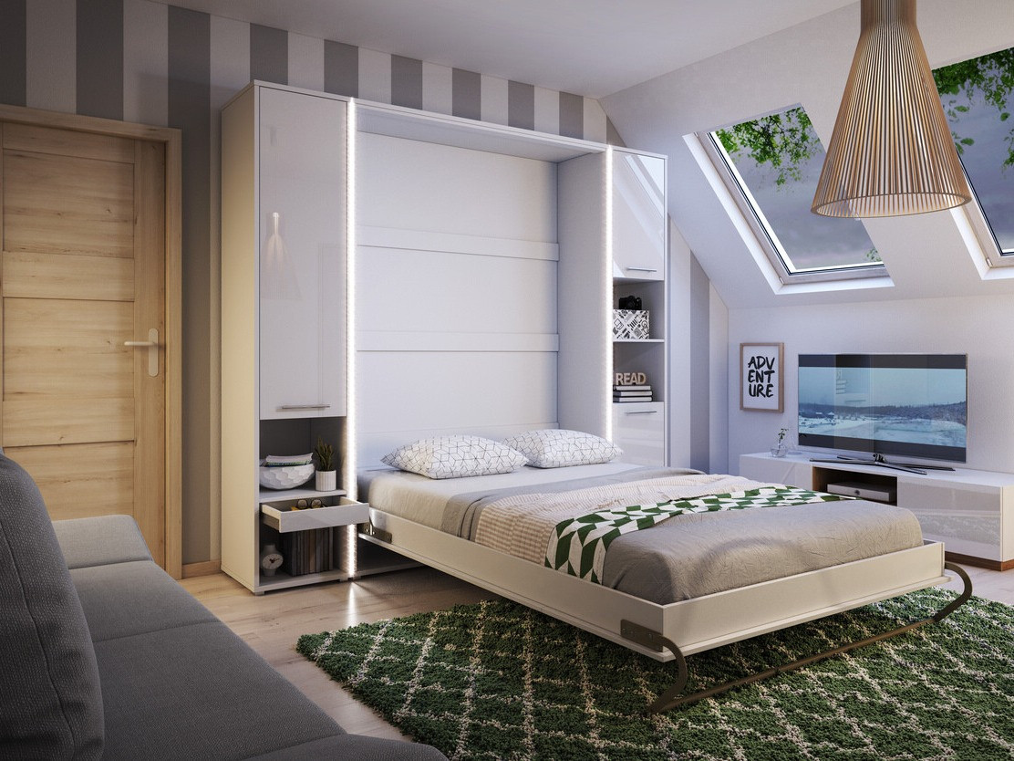 Bútorkészlet Concept Pro Lenart Levfere 144 (Fényes fehér + Fehér)