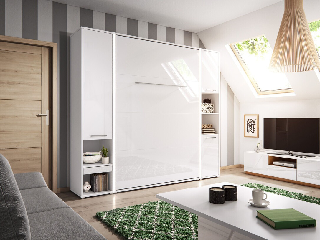 Bútorkészlet Concept Pro Lenart XI (Fényes fehér + Fehér)