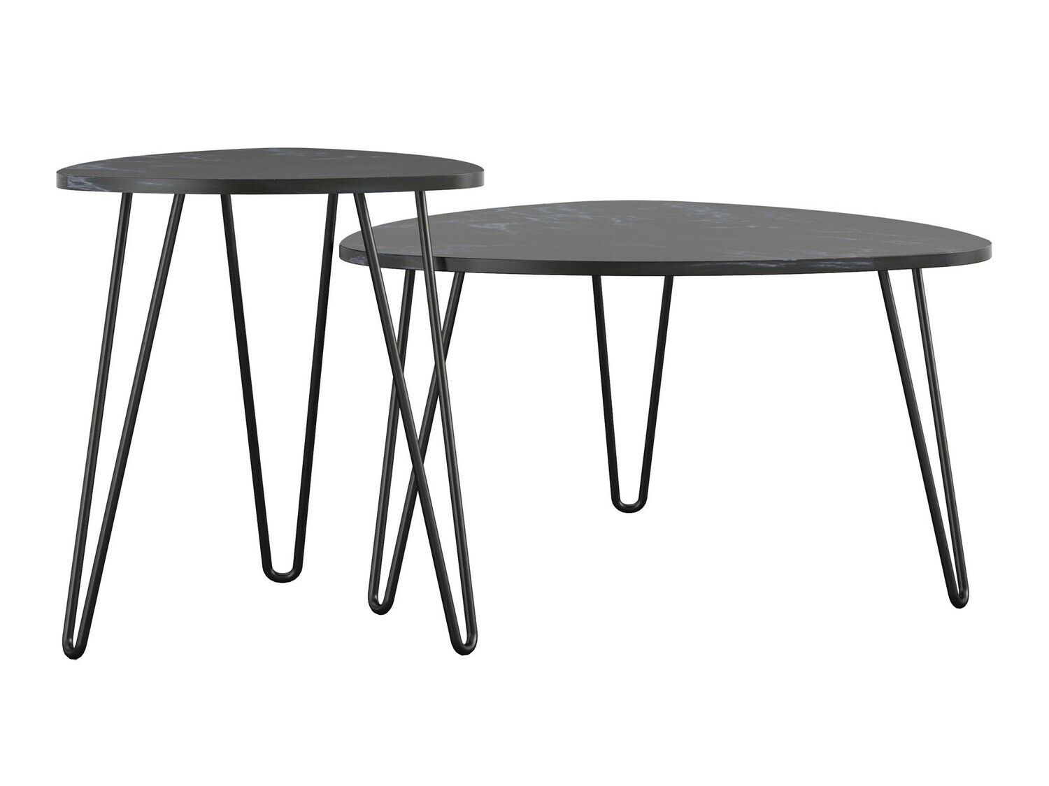 Dohányzóasztal szett Tulsa 561 (Fekete márvány + Fekete)