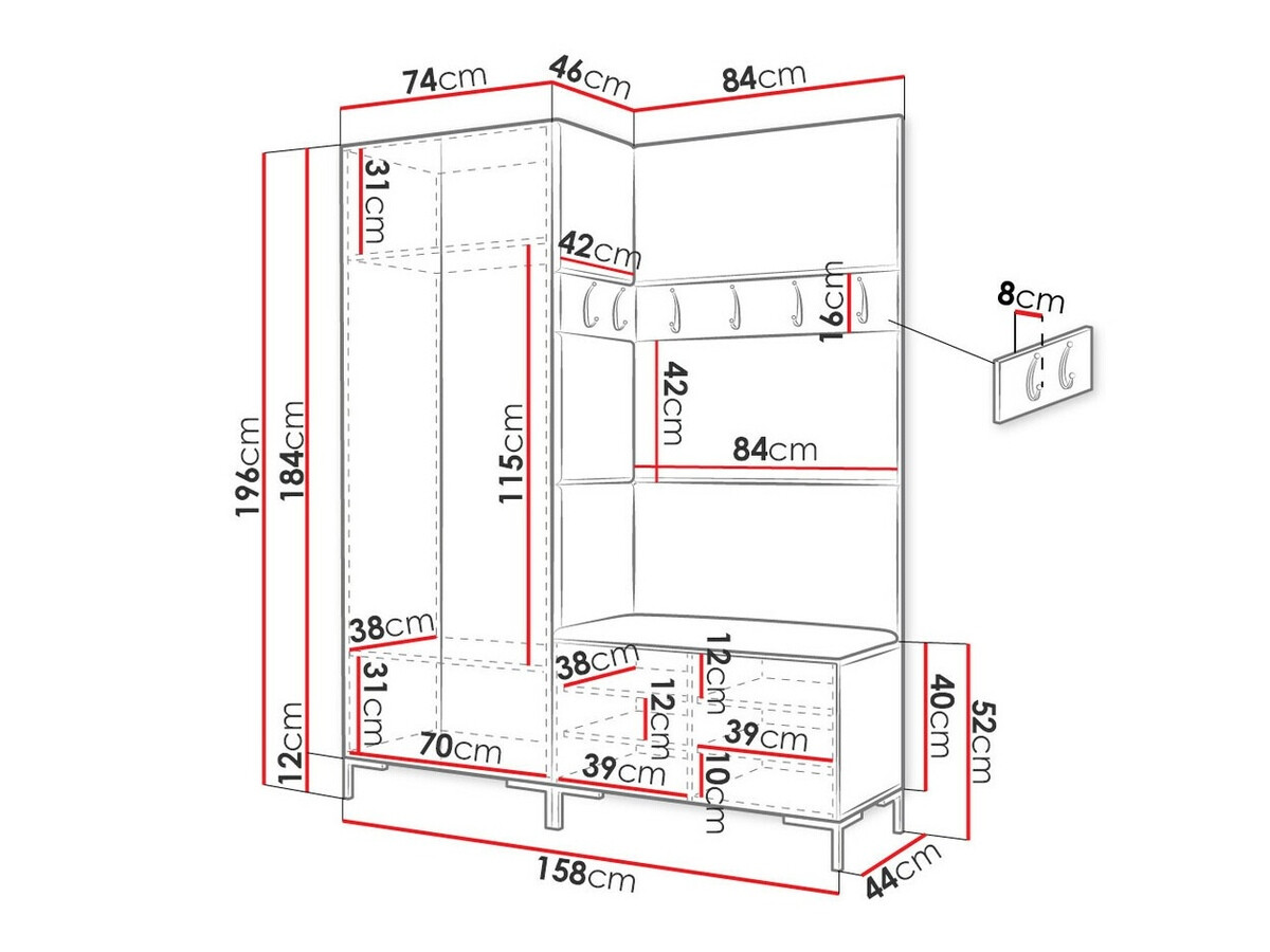 Előszoba garnitúra Tivsoa 100 (Craft tölgy)