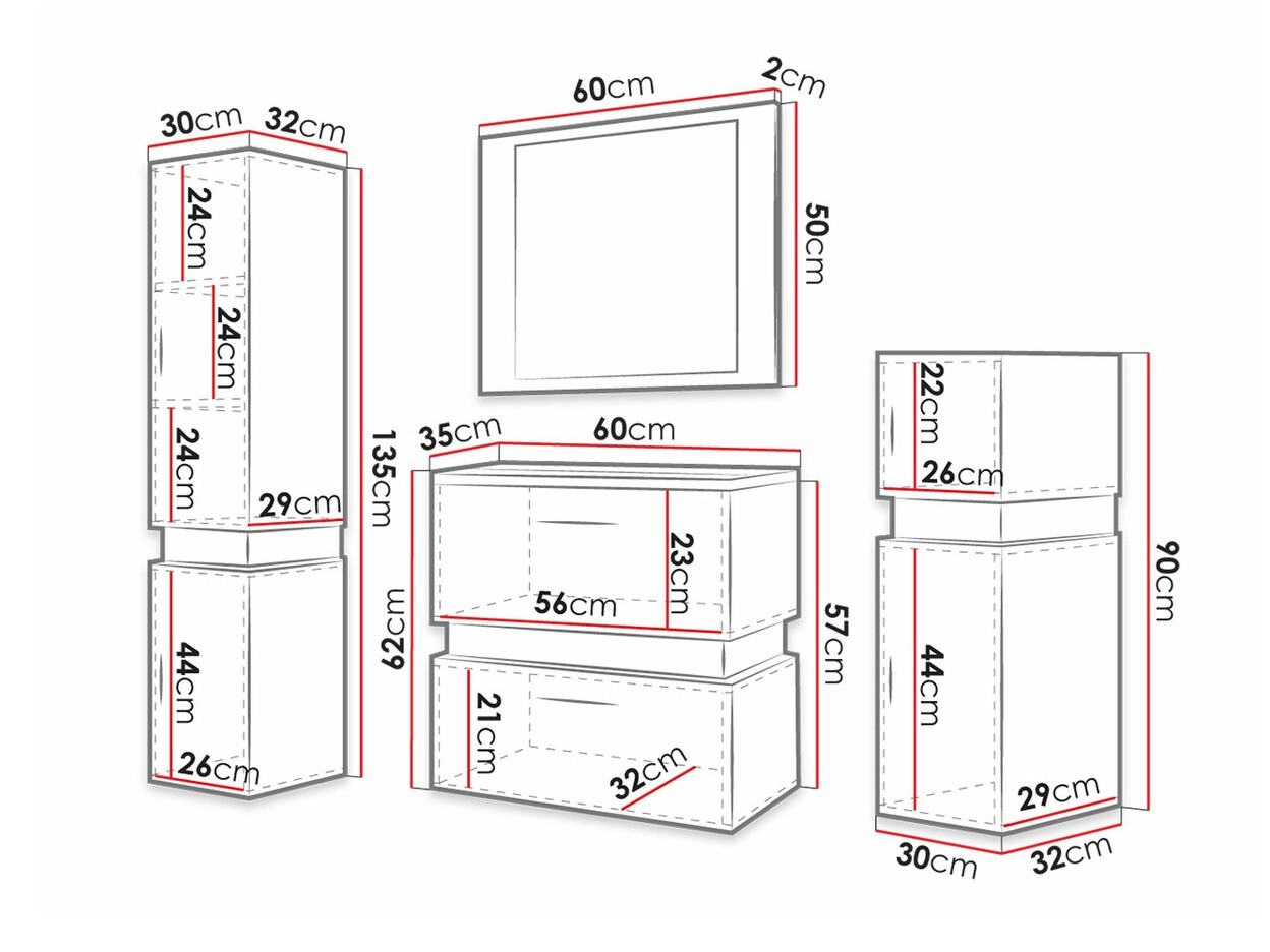 Fürdőszoba garnitúra Hartford C100 (Wotan tölgy + Fekete)