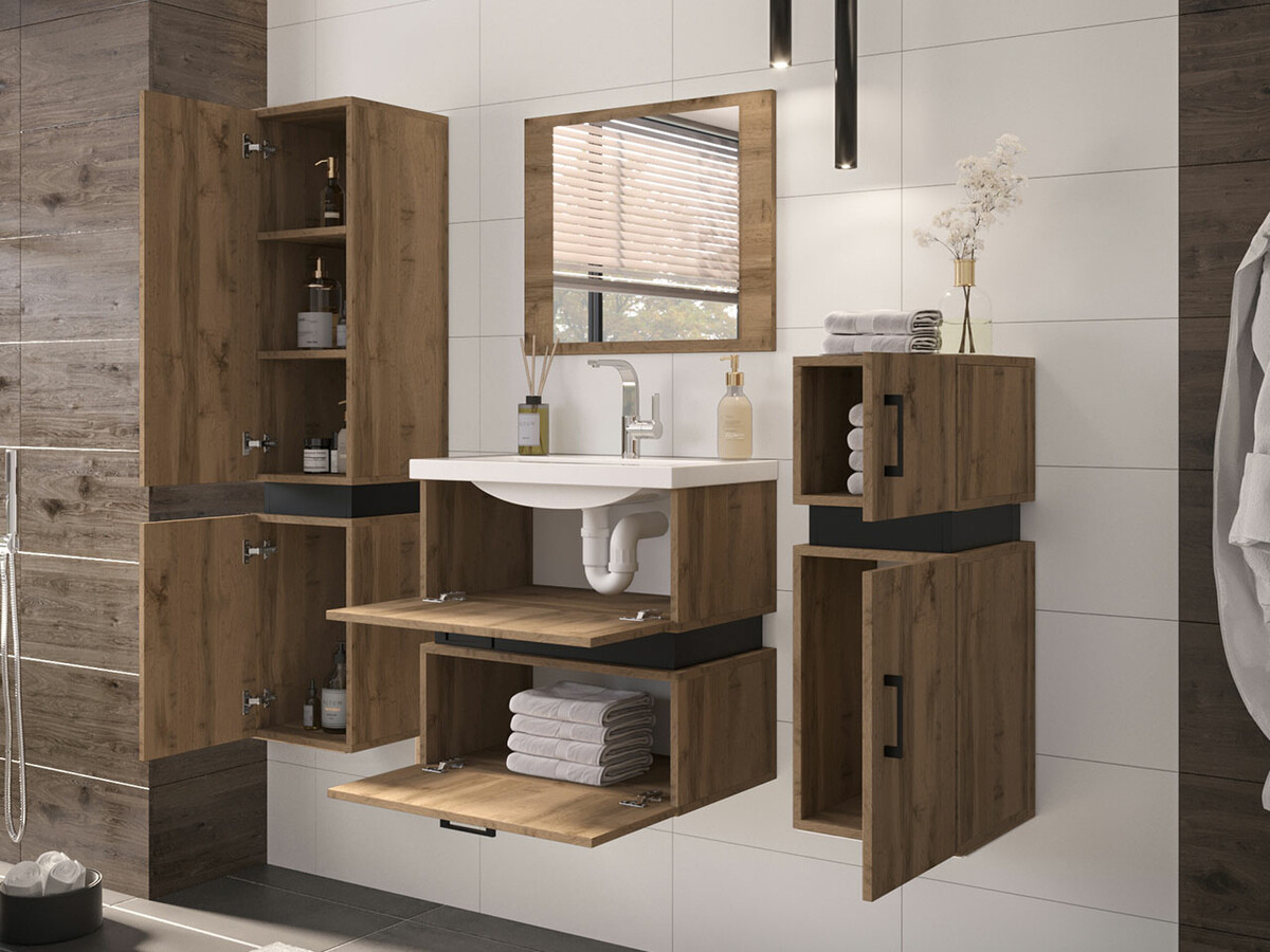 Fürdőszoba garnitúra Hartford C100 (Wotan tölgy + Fekete)