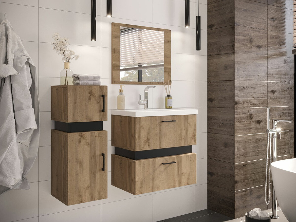 Fürdőszoba garnitúra Hartford C103 (Wotan tölgy + Fekete)