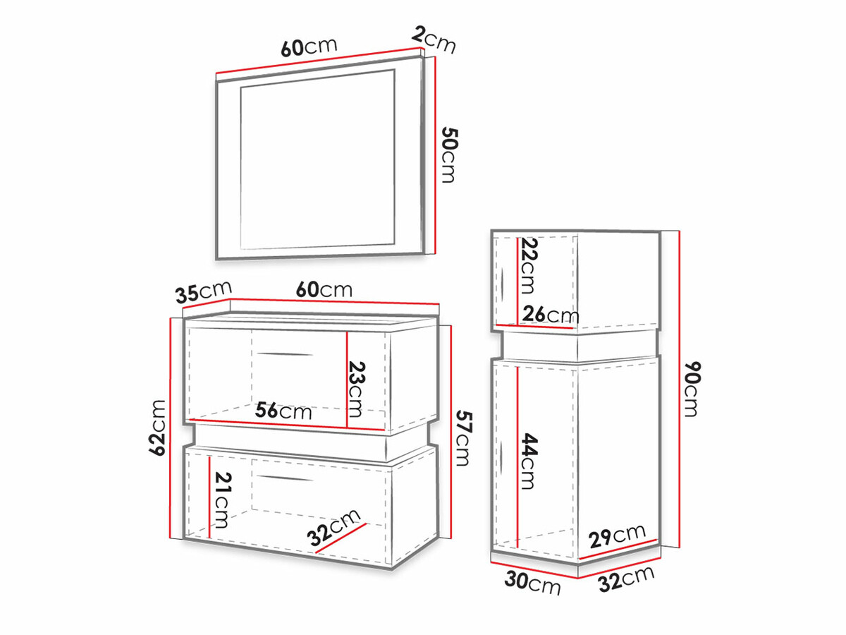 Fürdőszoba garnitúra Hartford C103 (Wotan tölgy + Fekete)