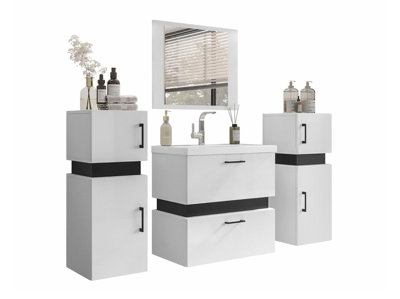 Fürdőszoba garnitúra Hartford C105 (Fehér + Fekete)