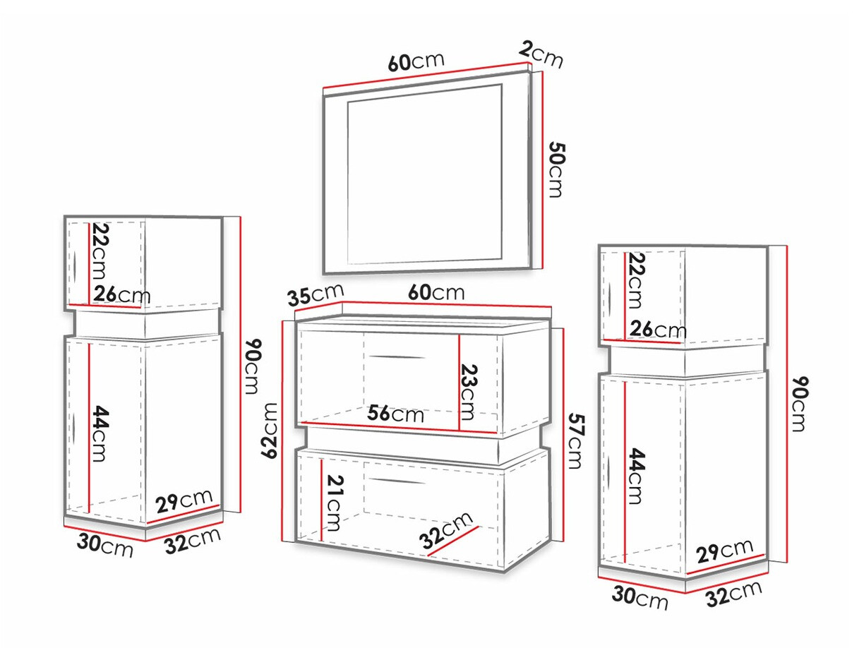Fürdőszoba garnitúra Hartford C105 (Fehér + Fekete)