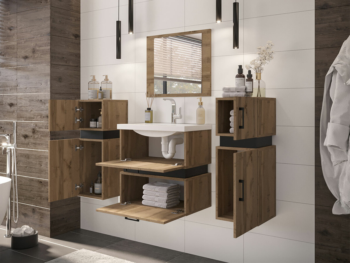 Fürdőszoba garnitúra Hartford C105 (Wotan tölgy + Fekete)